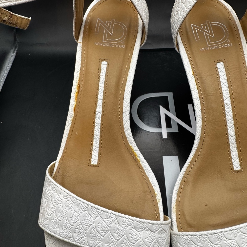 New Direction “Francine” White Open Toe Sling Back Heels Women’s Size 7  3” Heel - Picture 3 of 13